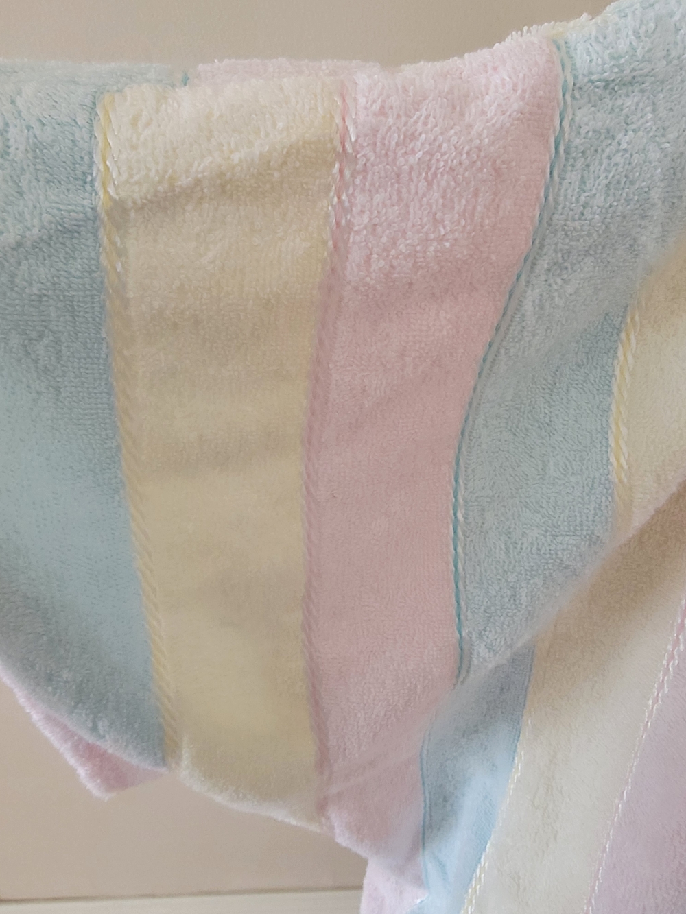 Vintage Pastel Stripe Terry Bath Robe Pink, Blue, Yellow Swim Cover Up 3X - Picture 4 of 7